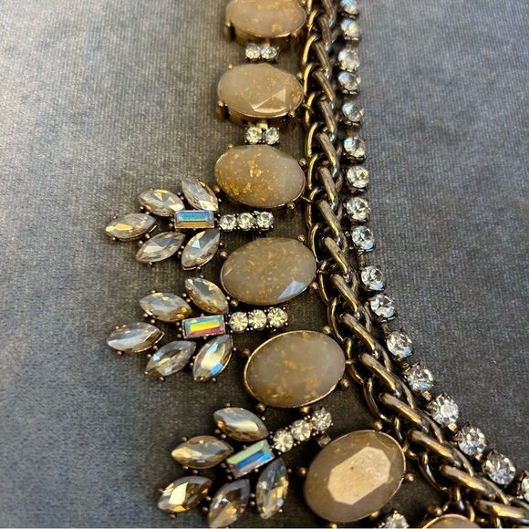 Aldo tan brown aurora borealis teardrop chain statement necklace wedding prom - Picture 6 of 11